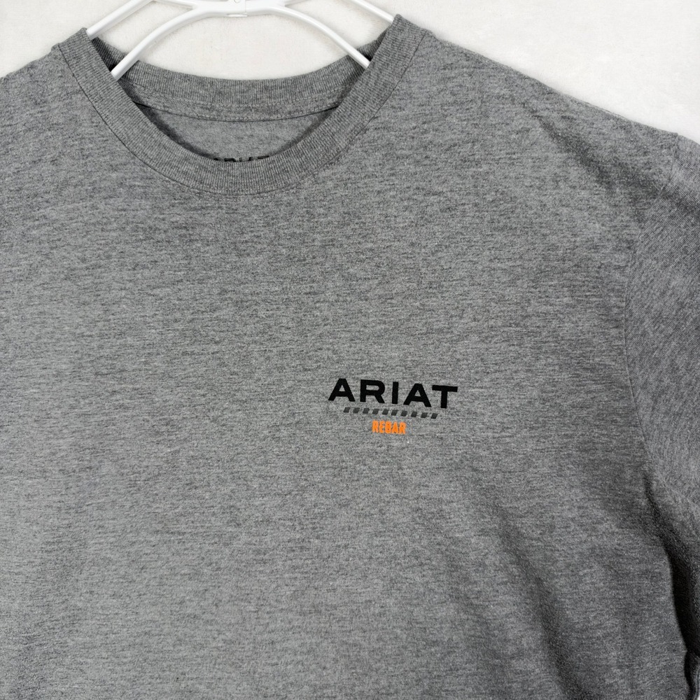 Ariat Rebar Mens 2XL Heather Gray Short Sleeve Graphic Logo Work T-Shirt